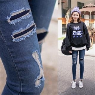 QNIGIRLS Distressed Skinny Jeans