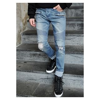 HOTBOOM Distressed Blue Jeans