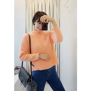 STYLEBYYAM Rib-Knit Angora Wool Blend Sweater