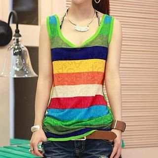 Coralie Sleeveless Striped Knit Top