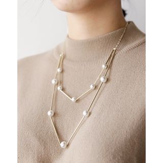 UPTOWNHOLIC Faux-Pearl Metallic Necklace