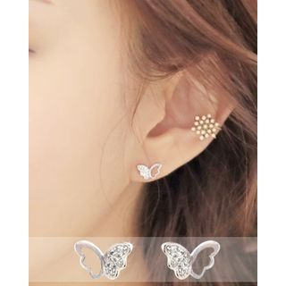 Miss21 Korea Rhinestone Butterfly Pattern Earrings