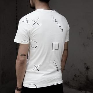 YIDESIMPLE Geometry-Print Cotton T-Shirt
