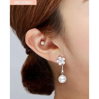 Miss21 Korea Rhinestone Faux-Pearl Drop Earrings