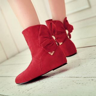 Pretty in Boots Bow-accent Hidden Wedge Ankle Boots