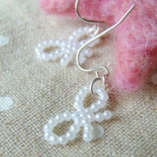 Cute Pearl Ribbon Earrings