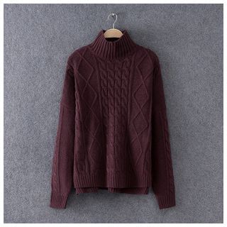 Rosadame High Neck Cable Knit Sweater