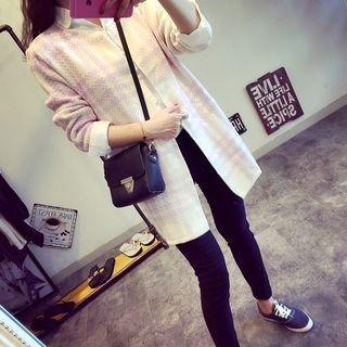 Lucy Girl Check Knit Long Jacket