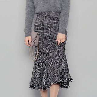 chuu Wool Blend Tweed Mermaid Skirt