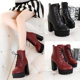 Lynnx Lace-Up Chunky-Heel Ankle Boots