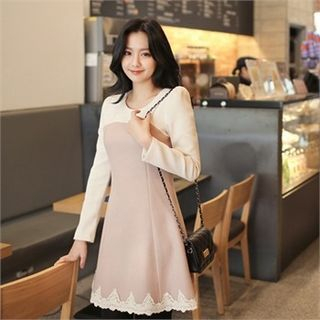 Styleberry Color-Block Lace-Hem A-Line Dress