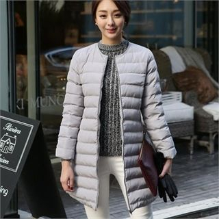 ode' Collarless Zip-Up Padded Jacket with Scarf