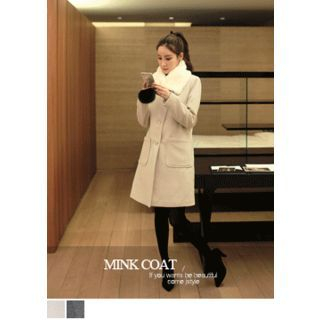 J-ANN Detachable Faux-Fur Single-Breasted Wool Blend Coat