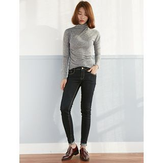 FROMBEGINNING High-Neck Slim-Fit Knit Top