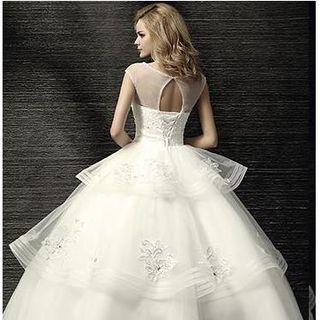 MSSBridal Lace Panel Ball Gown Wedding Dress