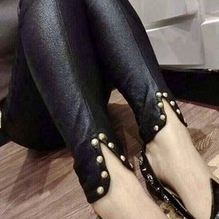 Clair Fashion Faux-Leather Studded Leggings