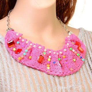 LENNI Beaded Crochet Bib Necklace