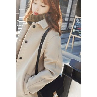 CHERRYKOKO Wool Blend Single-Breasted Coat