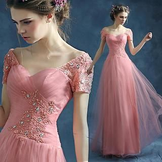 Angel Bridal Rhinestone Lace Evening Gown