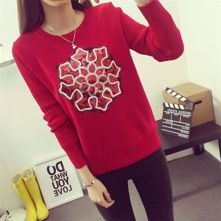 Coolvibe Knit-Sleeve Sequined Pullover