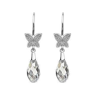 BELEC 925 Sterling Silver Butterfly with White Cubic Zircon Earrings