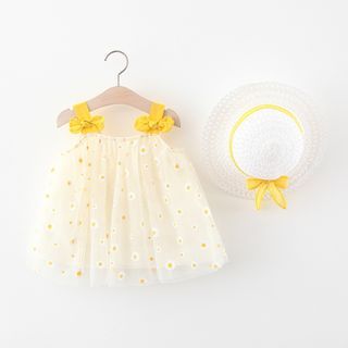 Sleeveless | Floral | Straw | Dress | Print | Mesh | Sun | Bow | Kid | Hat