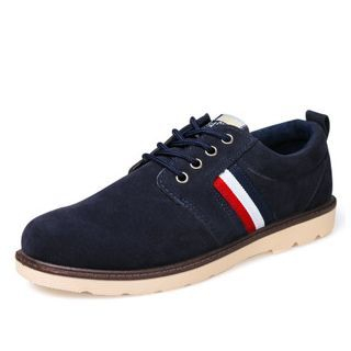 Feyboo Stripe Suede Lace Up Shoes