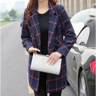 Sienne Plaid Double-Breasted Coat