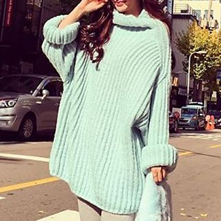 Hazie Stand Collar Loose Fit Sweater