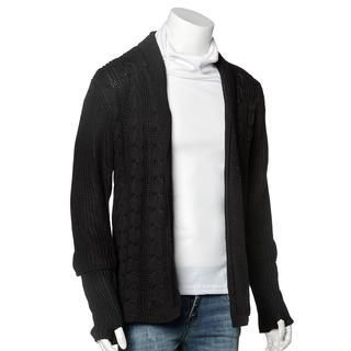 JVR Open-Front Thumbhole Sleeve Cable-Knit Cardigan