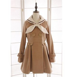 Reine Sailor Collar Bow Double-Breasted Coat