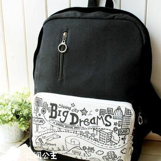Flower Princess Casual Backpack  Black - One Size