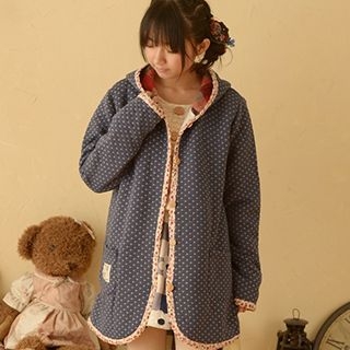 Moriville Hooded Dotted Long Jacket