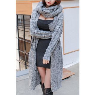 Sienne Long Cardigan with Circle Scarf