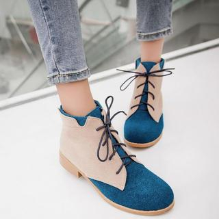 Pangmama Two-Tone Lace-Up Ankle Boots