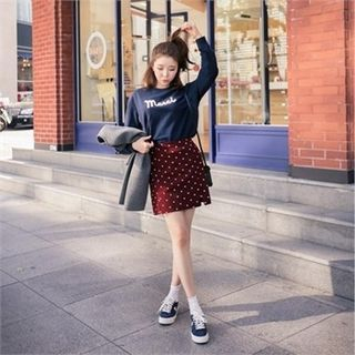 QNIGIRLS Polka-Dot Mini Skirt