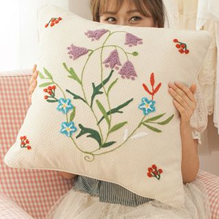 Tarobear Flower Embroidered Cushion Cover