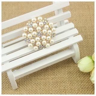 Mamak Beans Faux Pearl & Rhinestone Corsage Brooch