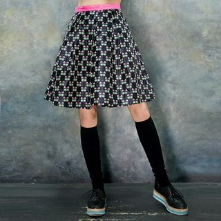 ELF SACK Contrast-Trim Jacquard A-Line Skirt