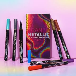 Ucanbe - Metallic Satin Liquid Eyeliner Set 0.55Ml X 7Pcs