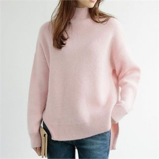 YOOM Mock-Neck Angora Wool Blend Sweater