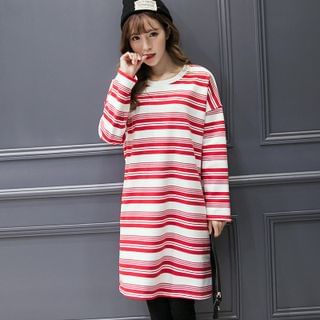 Viana Smile Maternity Stripe Fleece-lined Dress