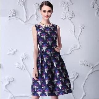 Sentubila Print Sleeveless A-Line Dress