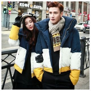 Simpair Matching Couple Color Block Padded Jacket