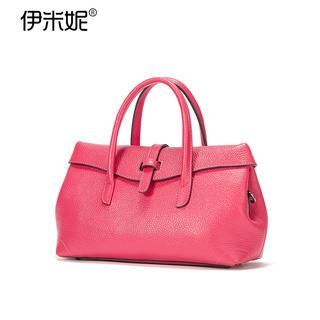 Emini House Belted Genuine Leather Flap Tote