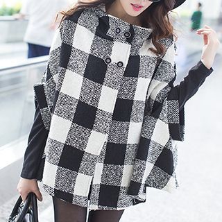 Jolly Club Hooded Check Cape Jacket