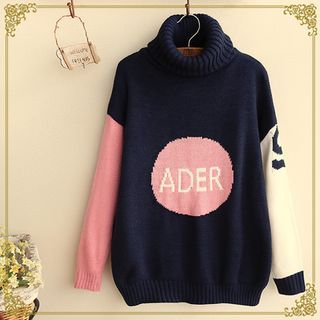 Fairyland Stand Collar Color Block Sweater