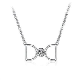 BELEC 925 Sterling Silver Letters Pendant with Silver Cubic Zircon and 45cm Necklace