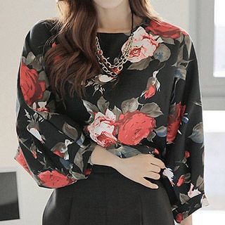 Fashion Street Floral Print Linen Top