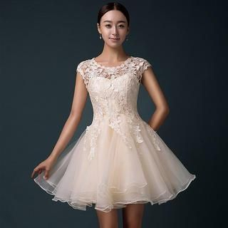 Royal Style Jacquard Tulle Cocktail Dress